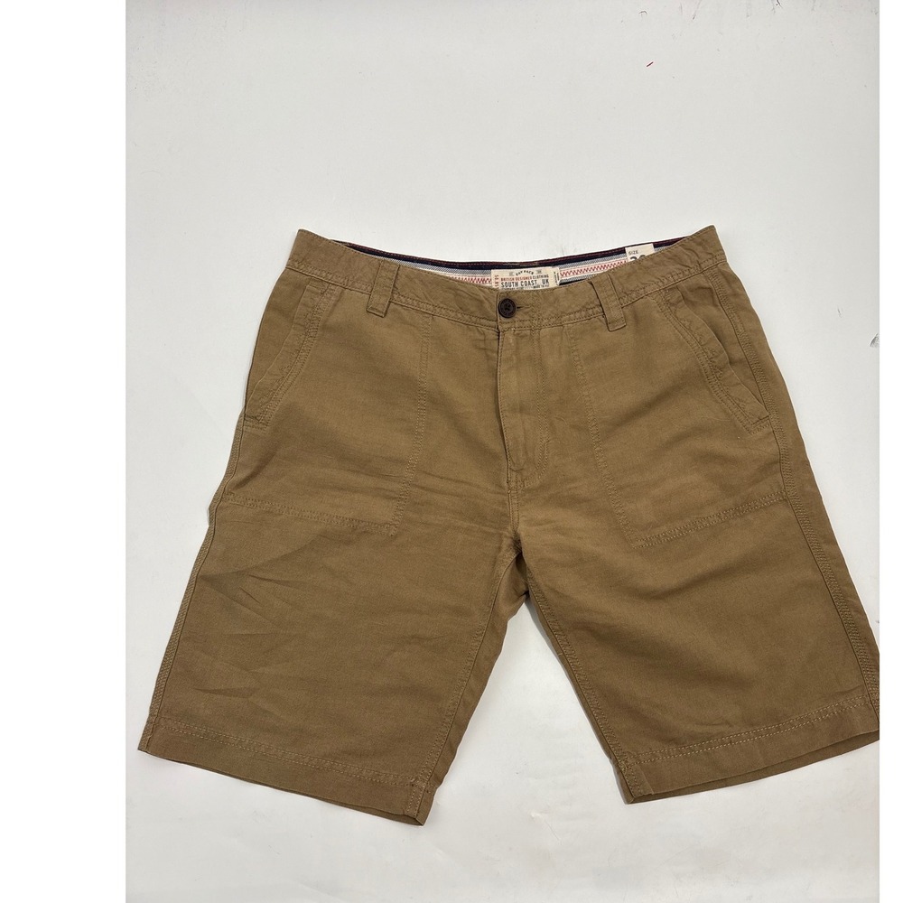 Fat Face South Coast UK Mens Chino Shorts Tan Brown Size 36 Cargo Pocket Cotton